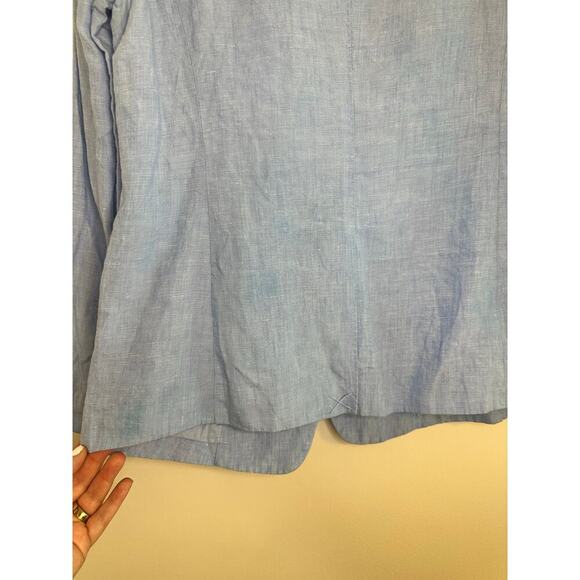 NWOT Womens Joie Linen Gruau Chambray Blue Coastal Preppy Work Blazer Size 4 - Picture 4 of 10